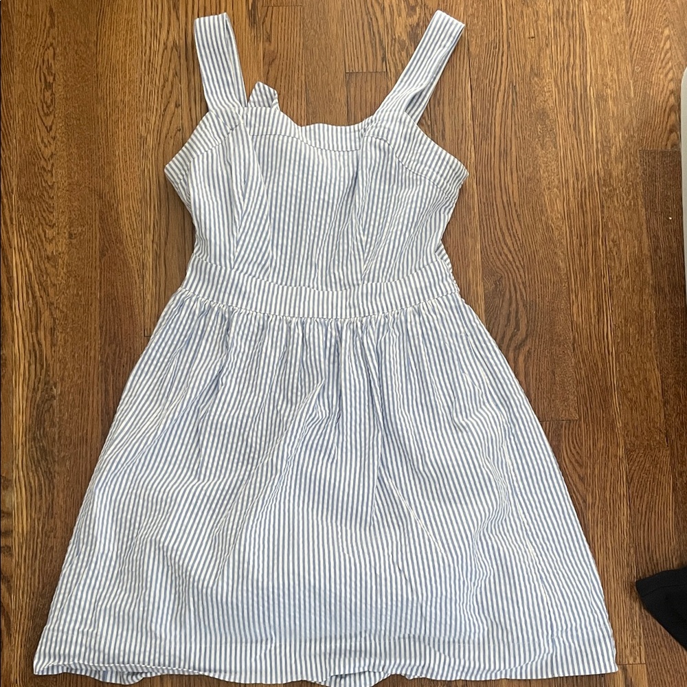 J. Crew Blue and White Striped Casual Dress